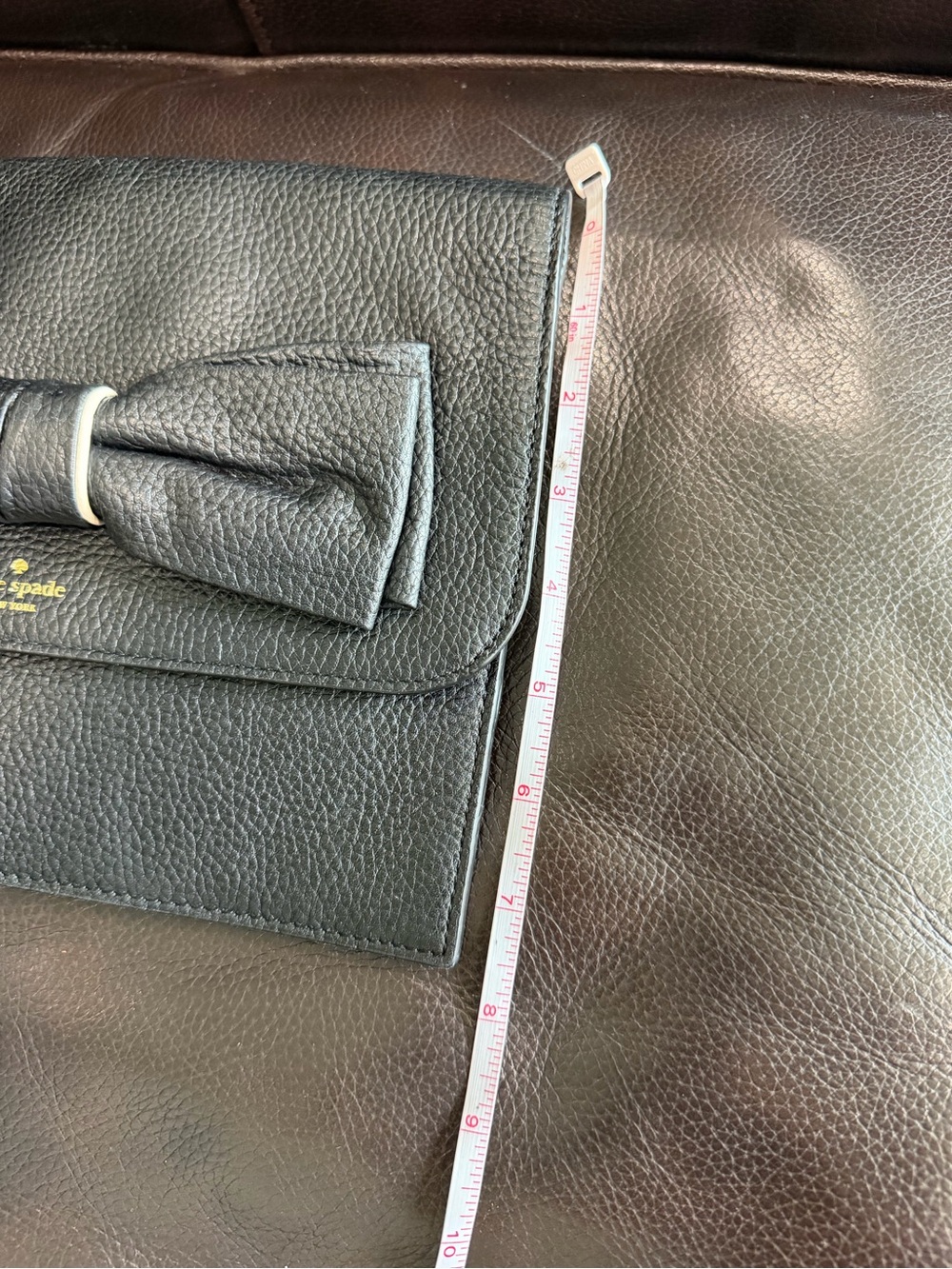 New kate spade Black Pebbled Leather Bow Clutch - Picture 10 of 10